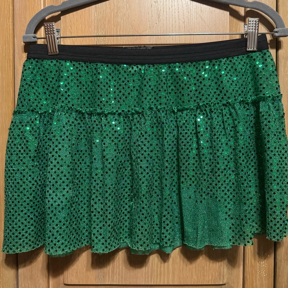 Sparkle Athletic Green Sequin Run Skirt